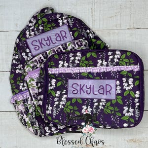 Kids Personalized Backpack and Lunchbox, Monogrammed Bookbag, Girls Full Size Backpack with Matching Lunchbox, Floral Backpack, Napmat