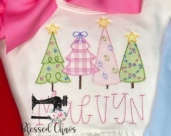 Camisa de Natal caprichosa para meninas personalizada, roupa de Natal bordada, roupa de Natal para meninas, macacão de Natal com monograma, camisa
