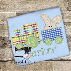 Personalized Boys Easter Shirt, Boys Easter Bunny Train Shirt, Easter Bunny Outfit, Toddler Easter Shirt