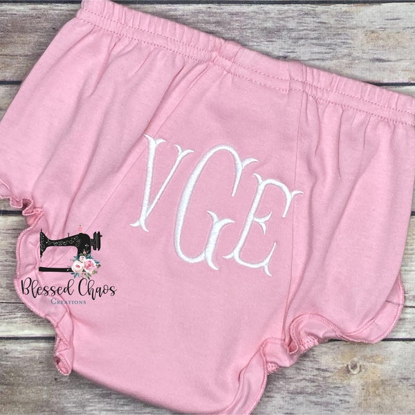 Baby Girl Monogrammed Bloomers, Monogram Diaper Cover, Embroidered Bloomers, Nappy Cover, Monogrammed Baby Gift