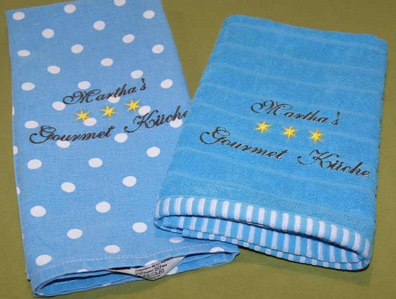 Küchen Set Gourmet-Küche mit Wunschname türkis Geschirrtuch | Etsy