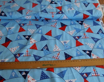 amerikanischer Patchworkstoff First Mate Wimpelketten Meer maritim Fische Wale Beistoff Baumwollstoff Meterware Quiltstoff Kinderzimmer