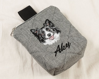 Futtertasche Border Collie bestickt Wunschname personalisiert Leckerlitasche Leckerlibeutel Hunde Geschenk Hundebesitzer Futterbeutel