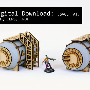 Horizontal Chem Tank Terrain Kit - Digital Download for Laser Cutting (.svg, .ai, .dxf, .eps, .pdf)