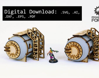 Horizontal Chem Tank Terrain Kit - Digital Download for Laser Cutting (.svg, .ai, .dxf, .eps, .pdf)