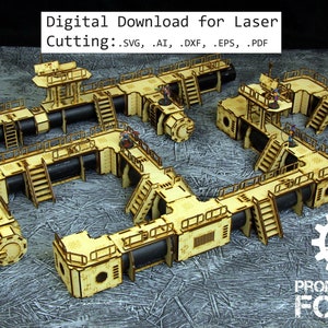 Pipeworks Terrain Set - Digital Download for Laser Cutting (.svg, .ai, .pdf, .eps, .dwg)