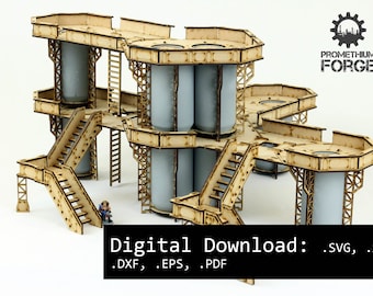 Can Tower Terrain Set - Digital Download for Laser Cutting (.svg, .ai, .dxf, .eps, .pdf)