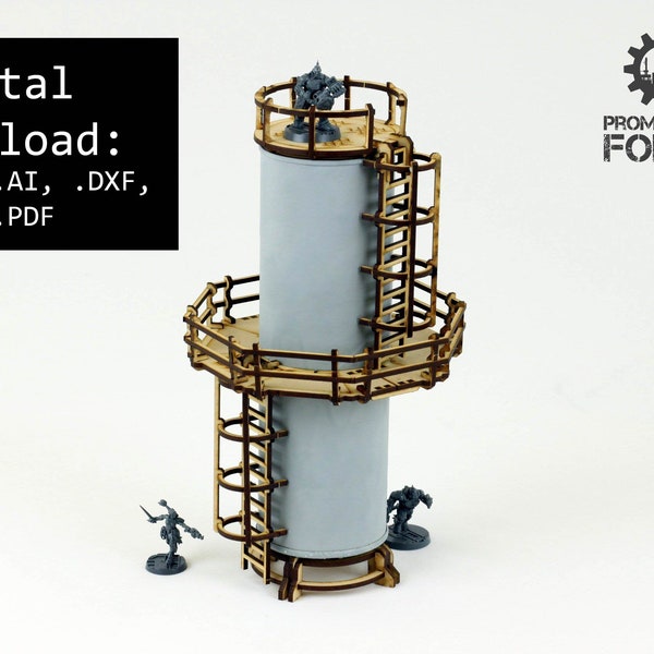 Sodium Storage Tower Terrain Kit - Digital Download for Laser Cutting (.svg, .ai, .dxf, .eps, .pdf)