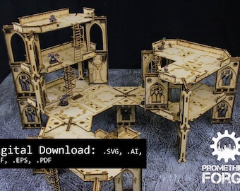 5" großes Bulkhead Terrain Set - Digitaler Download zum Laserschneiden (.svg, .ai, .dxf, .eps, .pdf)