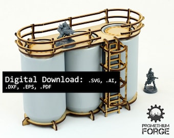 Triple Vertical Can Tower Terrain Kit - Digital Download for Laser Cutting (.svg, .ai, .dxf, .eps, .pdf)