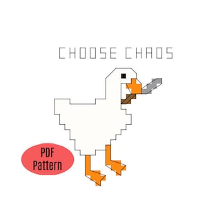 Meme Gans Kreuzstich PDF Muster, Kreuzstichvorlage, Chaos Gans