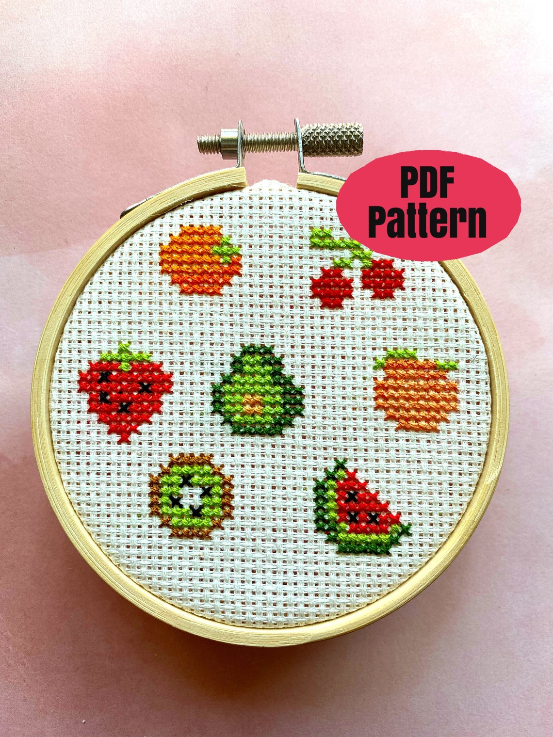 Fruit Cross Stitch Pattern, Mini Fruit, PDF Pattern, Instant Download