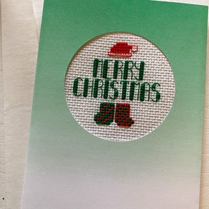 Carte de voeux joyeux Noël, carte de point de croix, carte de voeux de vacances