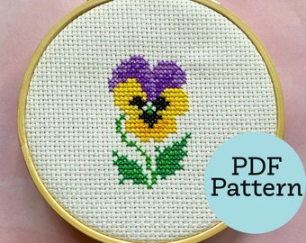 Pensée violette motif point de croix PDF ** Téléchargement
