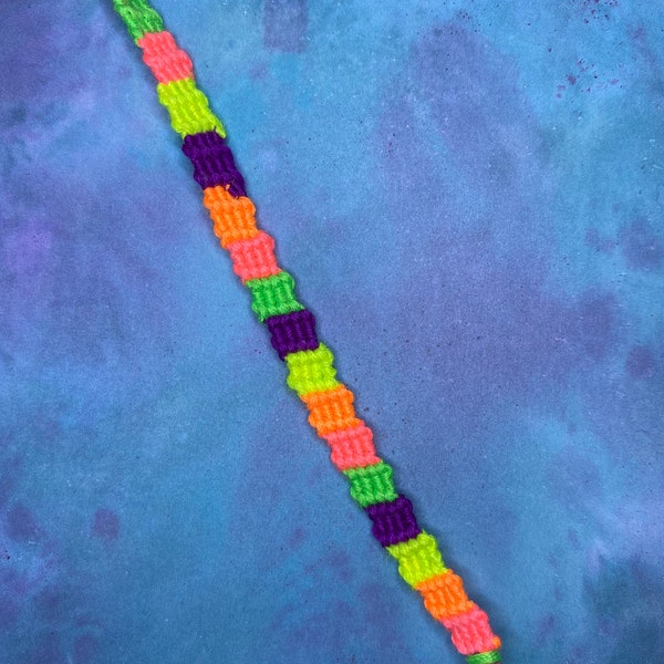Thin Neon Flip Flop Friendship Bracelet | Handmade | Jewelry