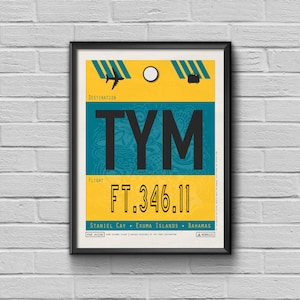 Staniel Cay Airport Poster, Bahamas Travel Art, TYM Vintage Tag
