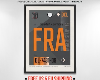 Vintage Frankfurt Airport Poster, Germany Travel Art