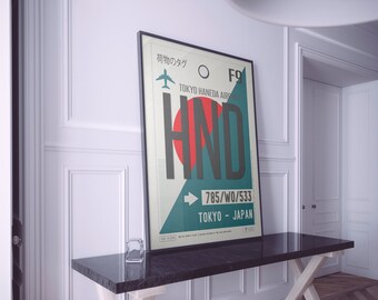 東京国際空港遊覧記念トレー Tokyo Haneda Print Luggage Tag Art, Tokyo Framed Travel