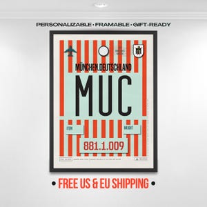 Munich Airport Tag Germany MUC: Retro Travel Souvenir - Personalizable Luggage Tag, Gift-Ready, Bavaria Artwork