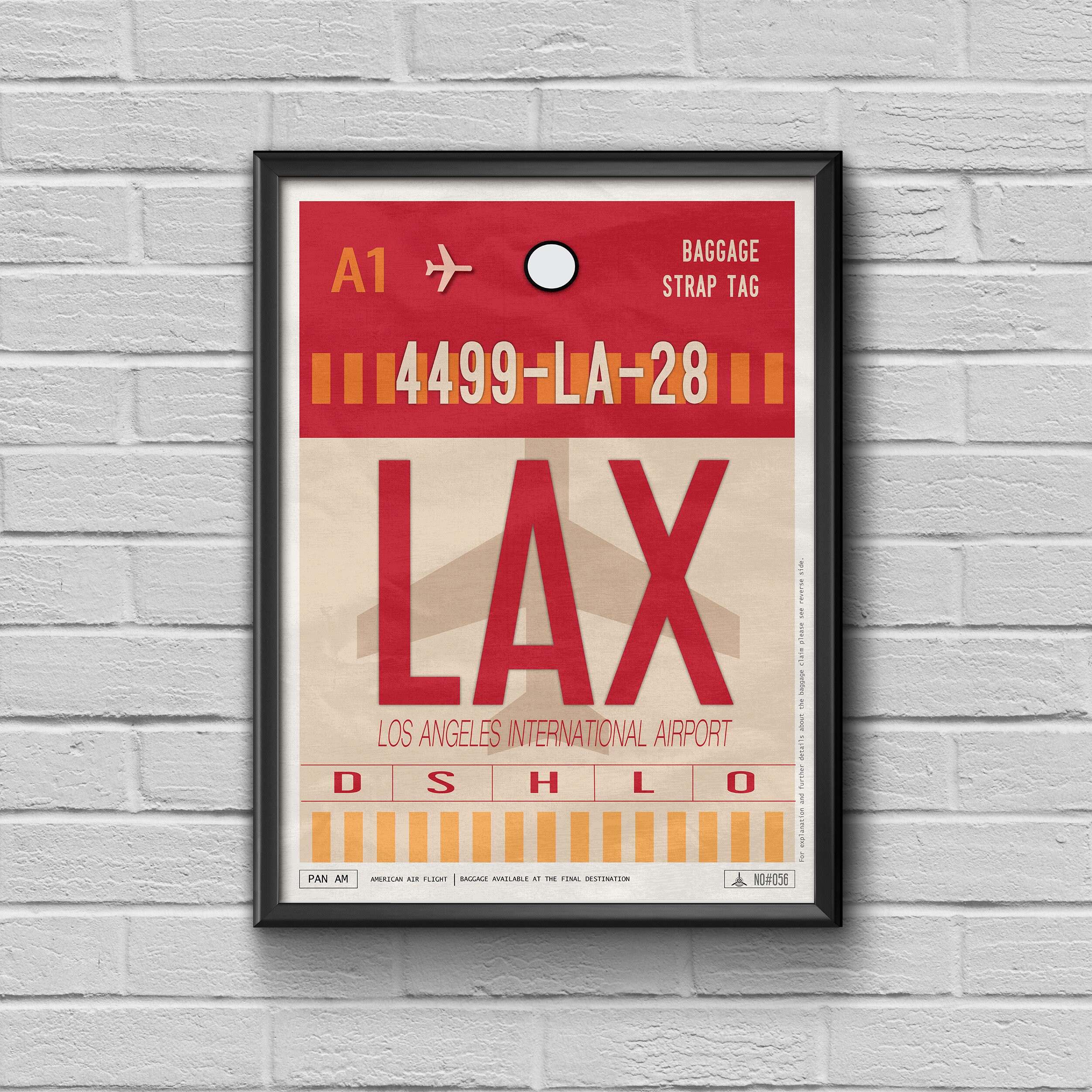Vintage Los Angeles Luggage Tag Framed Travel Posterairport Etsy Ireland
