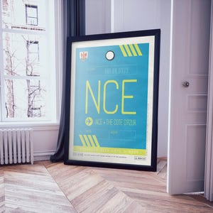Leuke reisposter Frankrijk, vintage NVU luchthavenlabel print afbeelding 6