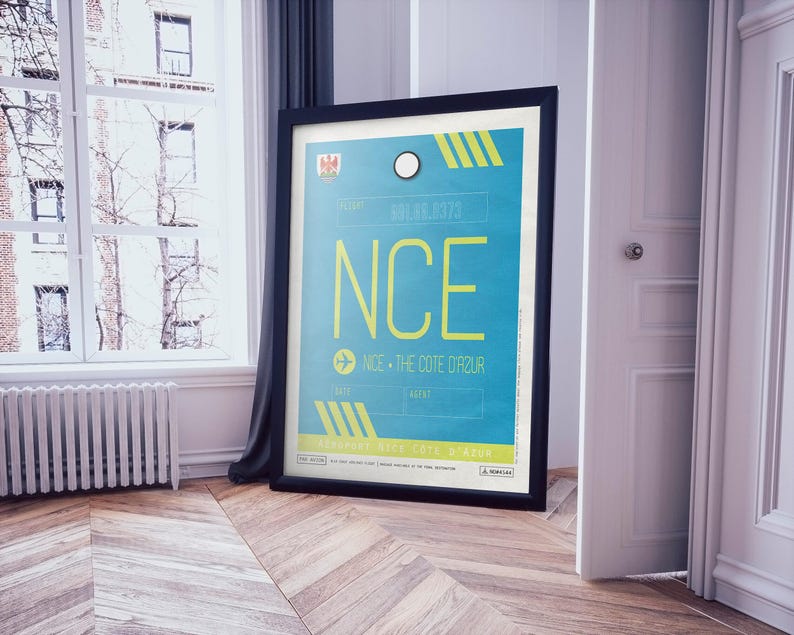 Leuke reisposter Frankrijk, vintage NVU luchthavenlabel print afbeelding 6