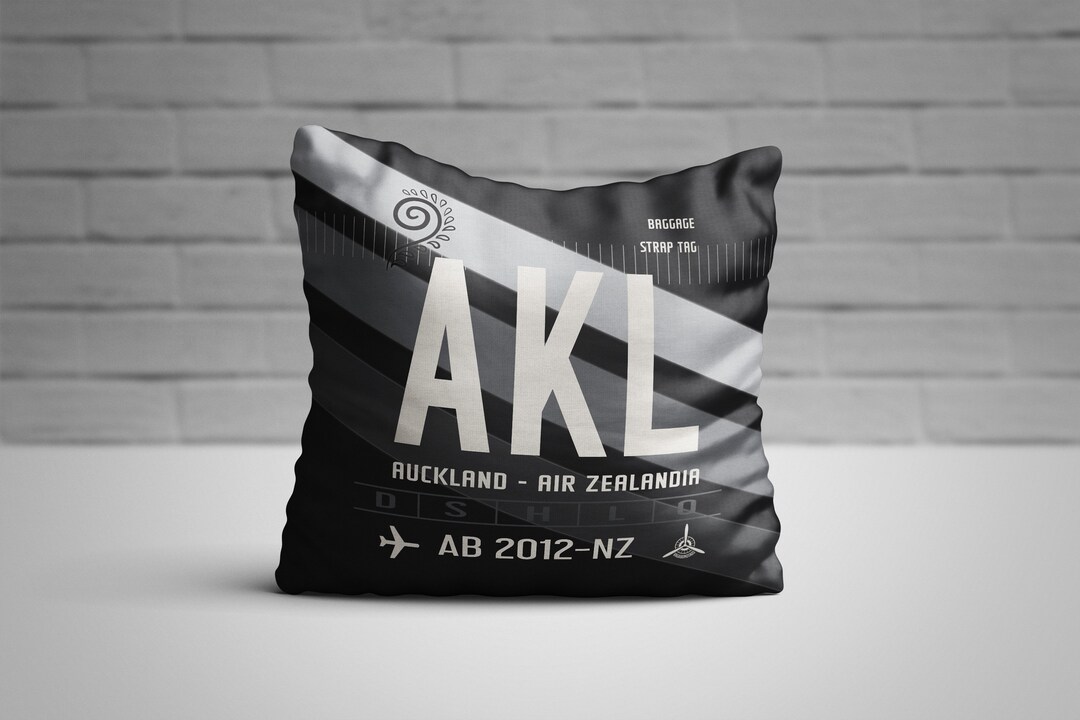 AKL Throw Pillow, Auckland Airport Tag, AKL Airport Code Cushion, New