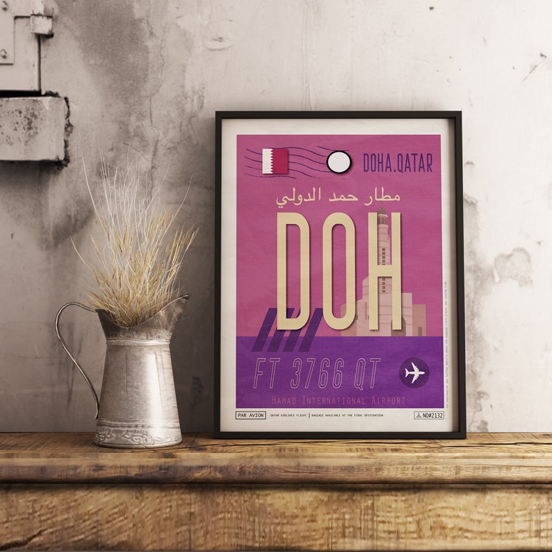 doha-airport-tag-qatar-travel-poster-doh-airport-code-etsy