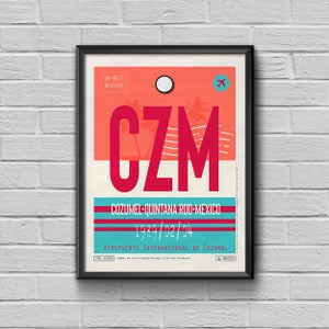 Cozumel Airport Tag, Mexico Travel Poster, CZM Airport Code, Quintana Roo Souvenir, Cozumel Framed Poster, CZM Luggage Tag, Mexico Souvenir