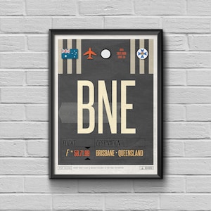Brisbane Airport Tag, Australia Travel Poster, Brisbane Queensland Luggage Tag, Brisbane Framed Print, BNE Airport Code, Australia Souvenir