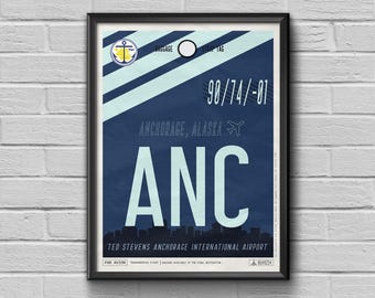 Anchorage Airport Tag: Alaska Travel Souvenir, ANC Luggage Code (Personalized Gift-Ready, Cityscape Artwork)