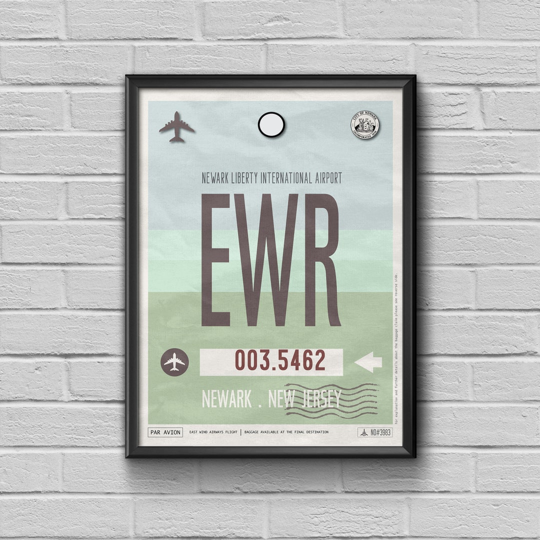 Newark Airport Tag USA Travel Poster New Jersey Luggage Tag Newark newark-airport-tag-usa-travel-poster-new-jersey-luggage-tag-newark