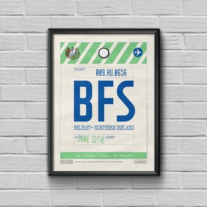 Belfast Airport Tag Poster, Northern Ireland BFS Souvenir