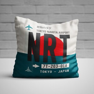 NRT werfen Kissen, Tokyo Flughafen Tag, Japan Reise Kissen, NRT Flughafen Code Kissen, Tokyo Narita Flughafen Souvenir, Japan Souvenir Kissen