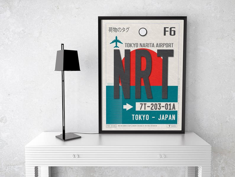 Tokyo Narita Airport Tag Japan Travel Poster NRT Airport Etsy