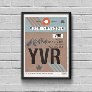 Poster di viaggio vintage dell'aeroporto di Vancouver (YVR), souvenir canadese