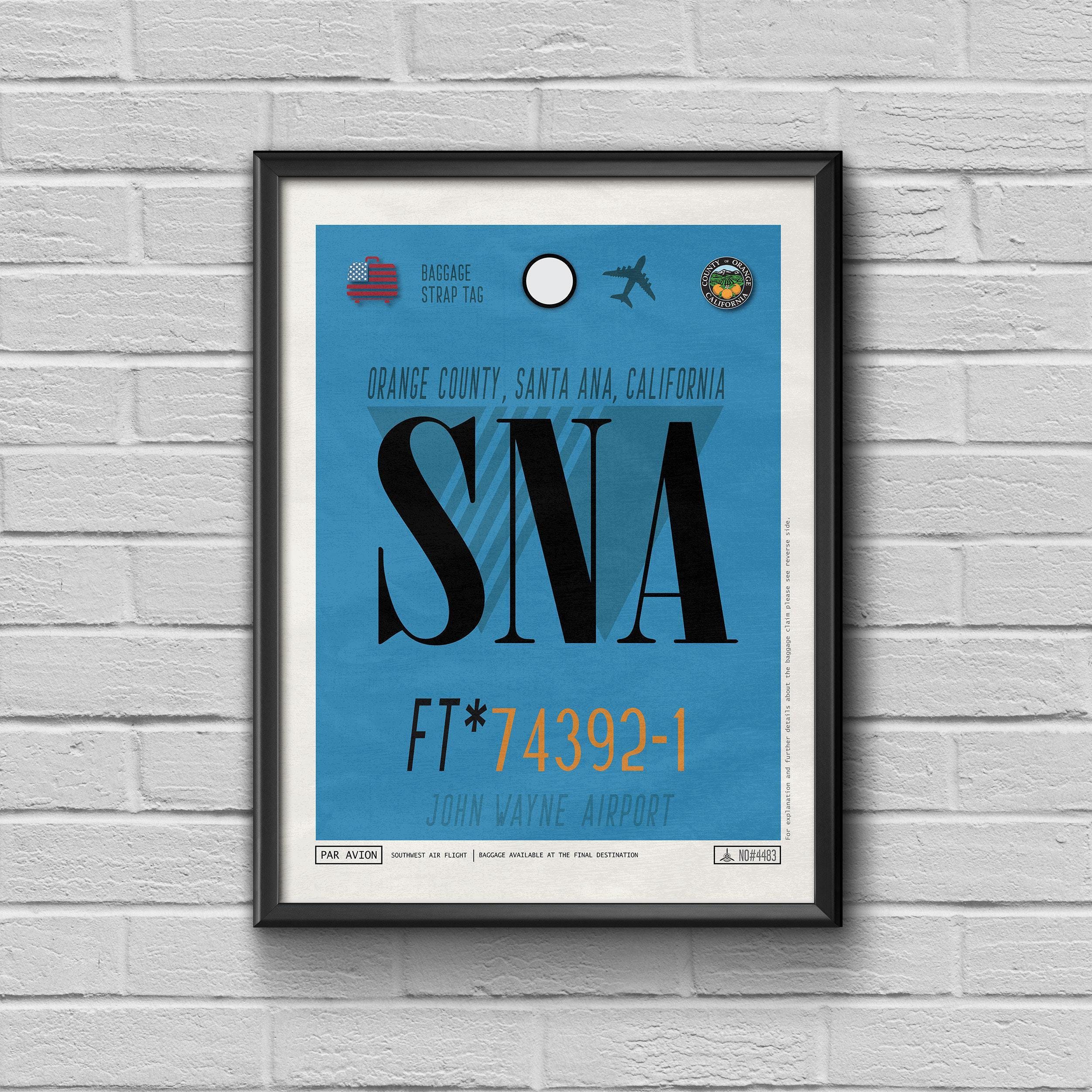 Vintage Santa Ana, Orange County SNA Airport Luggage Tag Travel