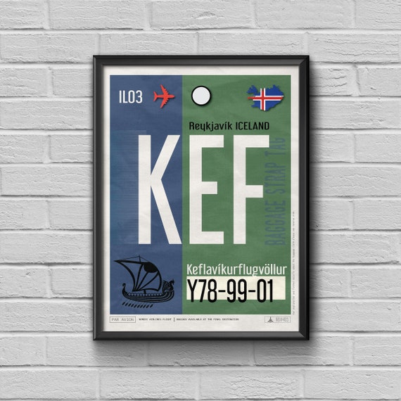 Reykjavik Poster Luggage Tag Iceland Framed Print Kef Etsy