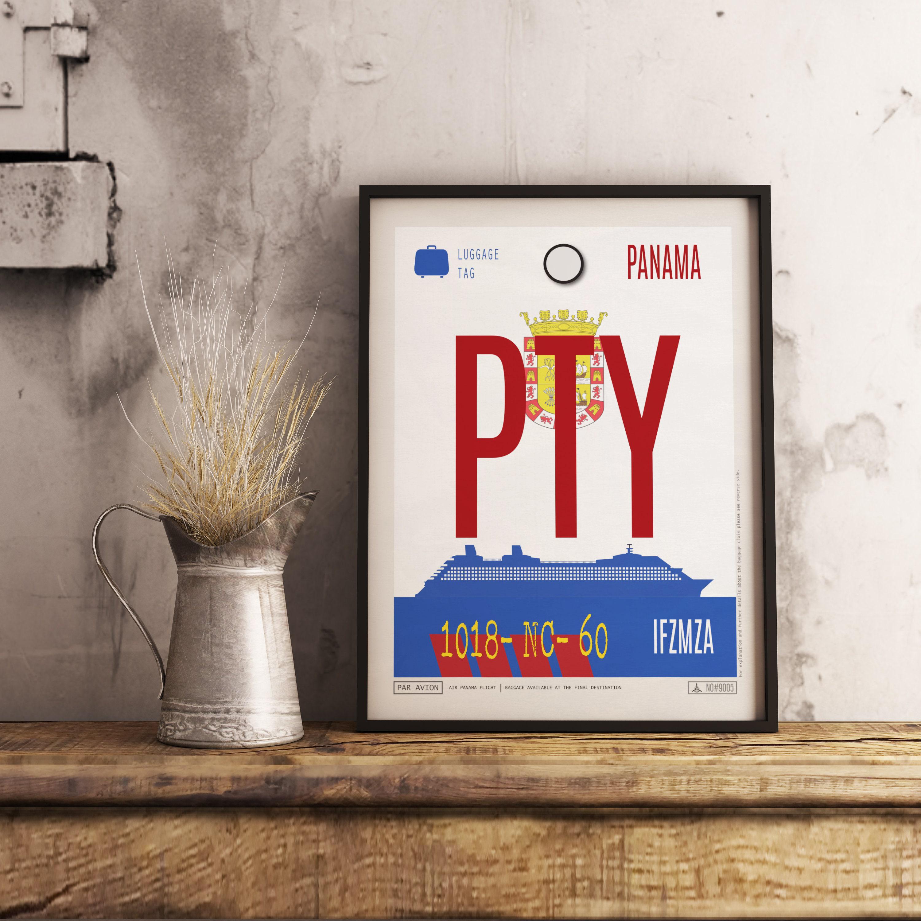 Panama Canal Luggage Tag Poster, PTY Airport Code Travel Print - Etsy