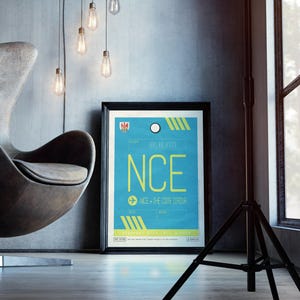 Leuke reisposter Frankrijk, vintage NVU luchthavenlabel print afbeelding 5