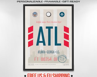 Atlanta Airport Code Poster, Georgia Travel Souvenir, ATL Luggage Tag