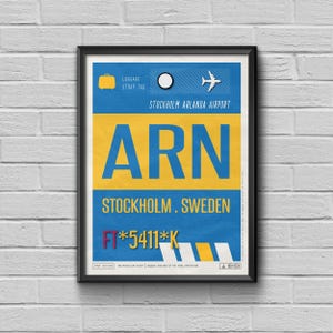 Stockholm Airport Tag Sweden ARN: Scandinavian Vintage Style - Customizable Travel Souvenir, Gift-Ready Decor