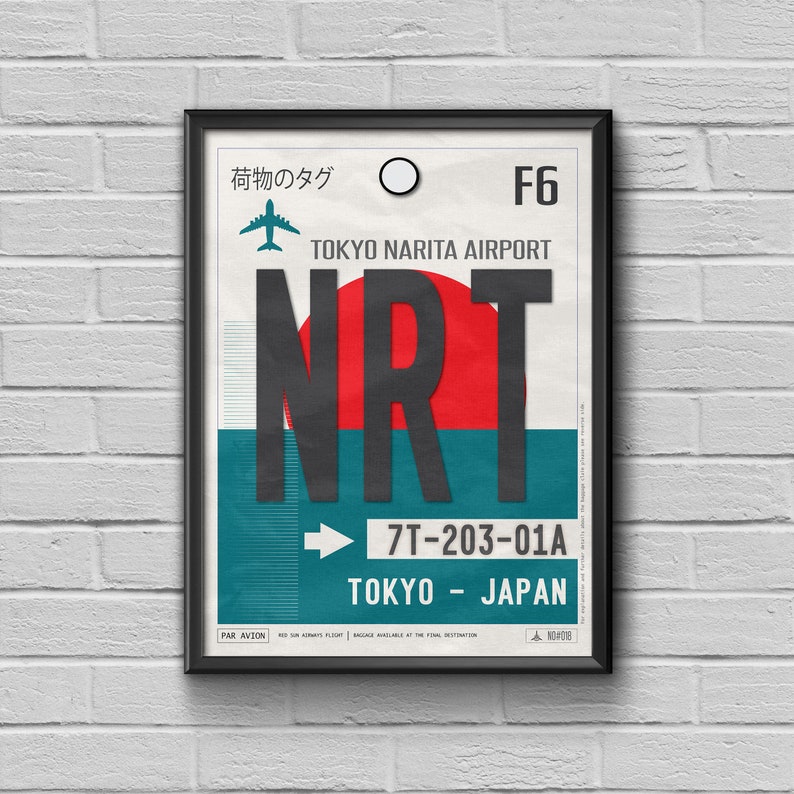 Tokyo Narita Airport Tag Japan Travel Poster NRT Airport Etsy