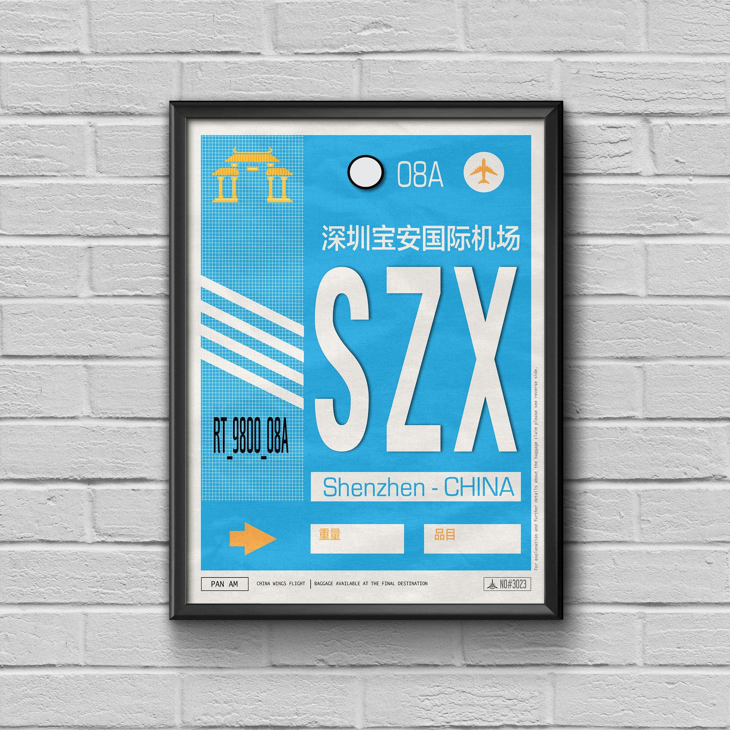 Shenzhen Airport Code Poster, Vintage SZX Luggage Tag Art - Etsy