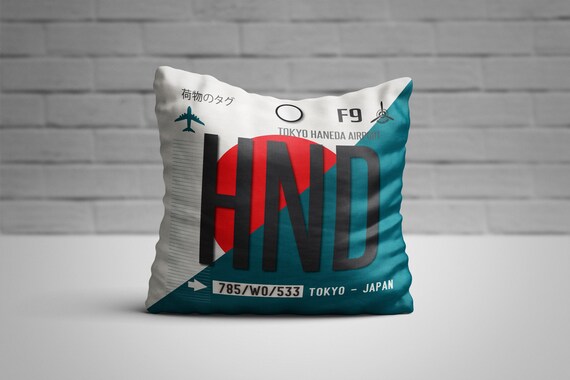 HND Throw Pillow, Japan Decor, Airport Code Cushion, Travel Pillow, Luggage  Tag Art, Tokyo Airport Code, Japan Travel Art, Tokyo Souvenir