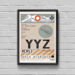 Vintage Toronto Airport Code YYZ Travel Poster