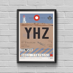 Halifax Airport Tag, Nova Scotia Luggage Tag, Canada Travel Poster, Halifax Framed Print, YHZ Airport Code, Aviation Art, Canada Souvenir