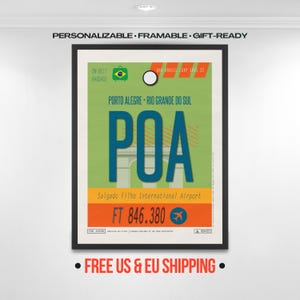 ポルトアレグレ ブラジル 旅行ポスター、POA 空港コード アート