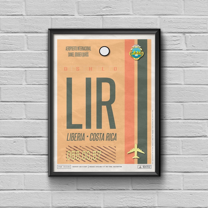Liberia Airport Code Costa Rica Travel Poster Liberia Etsy