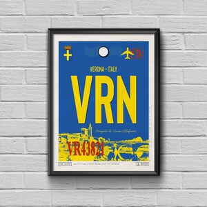 Verona Italy VRN Airport Code Poster, Travel Souvenir